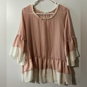 Blush & Cream Ruffle Top